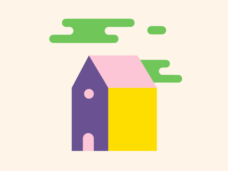 La Maison flat house illustration motion graphics pastel