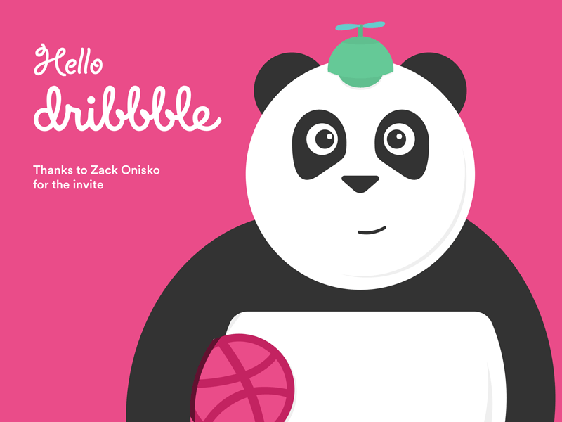 Hello Dribbble! animal animation debut first shot gif illustration invite noogler panda