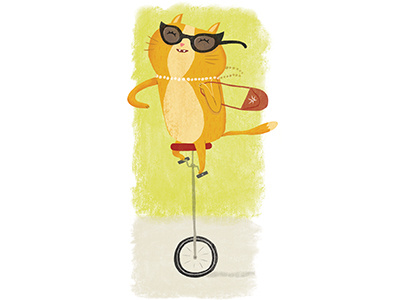 Cat On Unicycle bike cat character design cycling jeff harter kelly clarkson pastel unicycle