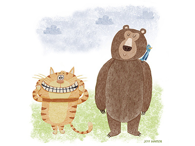Cat Bear And Bird bear bird cat character art character design humorous characters jeff harter pastel
