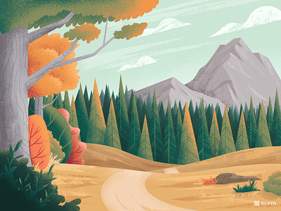 autumn autumn forest illustration mountain