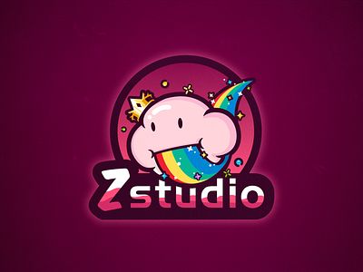 Zstudio logo. brand identity cloud illustration logo mascot logo pink rainbow studio