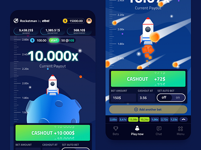 Rocketman - Meteor Shower & Max Win bet betting bright color business design gamble game graphic design illustration platform ui vector