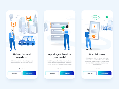 Vozzi app - v1 business car car service design gradient illustration road help services travel ui vector