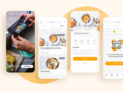 Top City Bites App app design application bright color design ui design