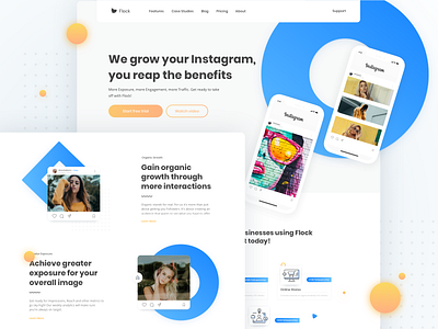 Flock Website bright color clean design gradient ui ux web website