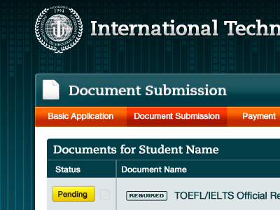 College application interface blue gradients green orange slab serif teal yellow