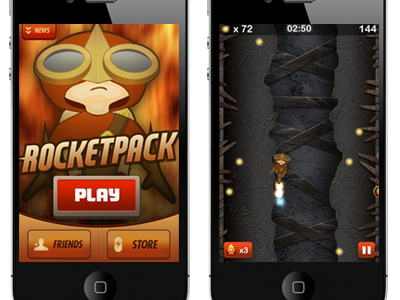 Rocketpack game game design illustration ios iphone rocketpack ui design