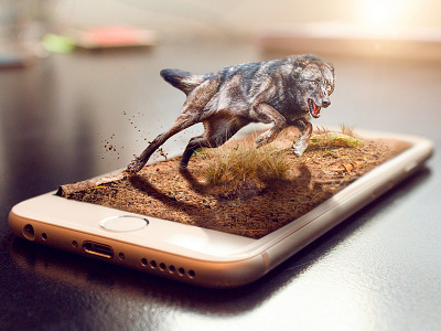 3d Pop Out Effect iphone mud run wolf