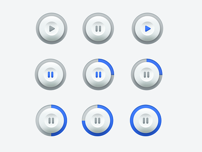 blue buttons buttons design pause play ui vector
