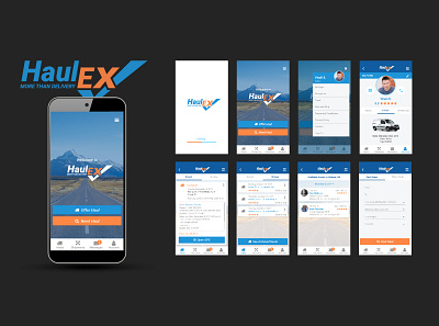 HaulEX mobile application app application branding delivery design illustrator logo mobile ui ux vector web