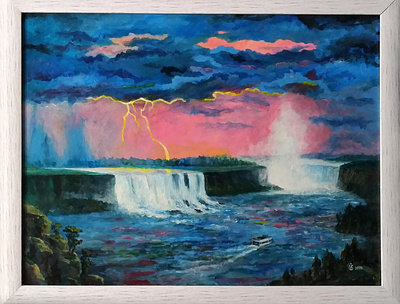 Lighting in Paradise acrylic art artist canada falls landscape lighting niagara ontario painting paints rain storm usa