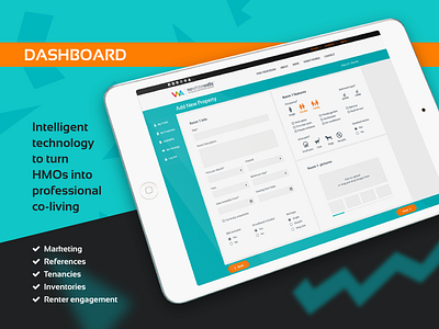 Dashboard for "No White Walls" agent app art dashboad design landlord marketing property tenant ui ux