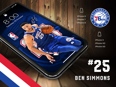 Ben Simmons Mobile Wallpapers basketball design fan art iphone nba sport wallpaper
