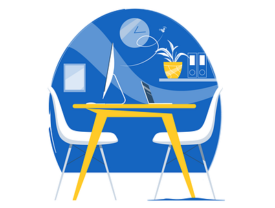 Workplace art chair file illustation illustrator office plant table work workplace