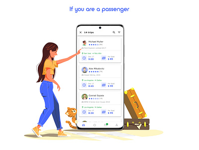 Passenger (Breengy app) app baggage beautiful cat design fashion girl illustartion jeans mobile passenger stay summer trip