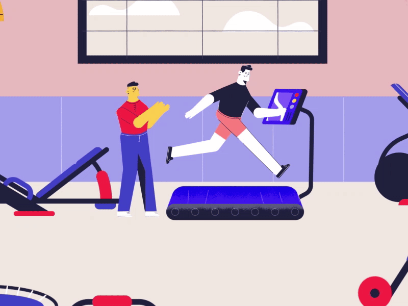 Gym after effects animation bike character character animation characterdesign flat flatdesign gym motion rig