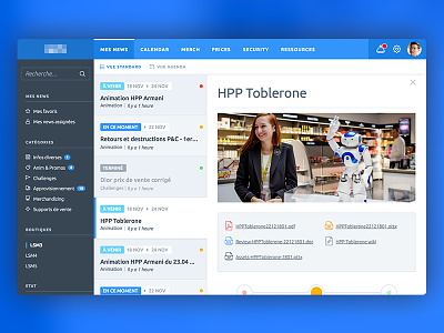 Internal news web app [WIP] dashboard fullscreen news panels sidebar webapp webdesign