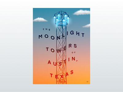 Moonlight Towers Poster graphic design poster sticker mule