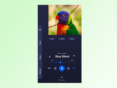 DailyUI #009 – Music Player app beginner bird dailyui dark mode dark ui graphicdesign music music player player ui