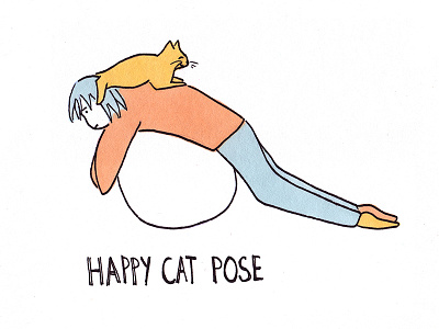 Happy Cat Pose cats comic funny illustration my life relatable simple yoga
