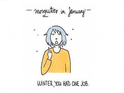 One Job blue character comedy comic funny minimal mosquitoes my life relatable simple winter yellow