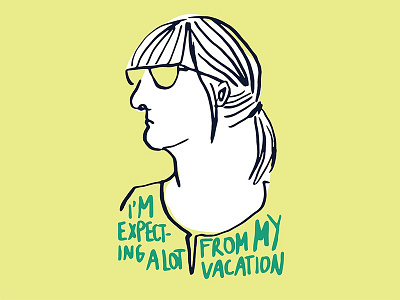 Tourist Season glasses human ink person quote sketchy summer tourist vector woman yellow