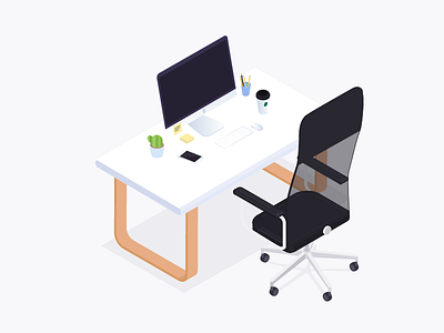 Office desk ilustration isometric isometry office workplace