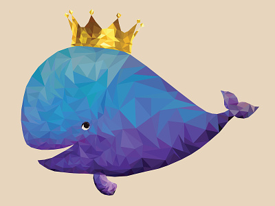Low Poly Whale crown king low poly low poly lowpoly queen whale