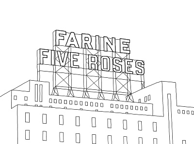 Farine Five Roses - Montreal beginner black and white building canada draw drawing farine five roses five roses montreal montréal quebec