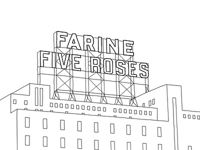 Farine Five Roses - Montreal beginner black and white building canada draw drawing farine five roses five roses montreal montréal quebec