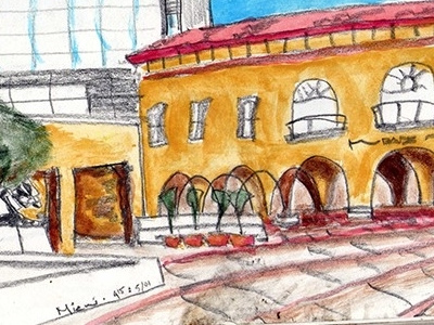 color sketching Miami Downtown Museum art design designing drawing painting sketching watercolor