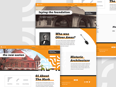 Town of Easton Website branding grey interface orange pattern sketch town ui web