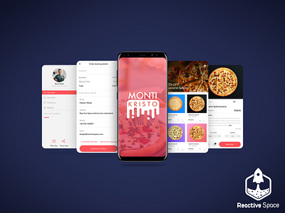 Monti Kristo app clean design flat food food app illustrator ios logo menu minimal mobile monti kristo order food pink pizza pizza menu ui vector web