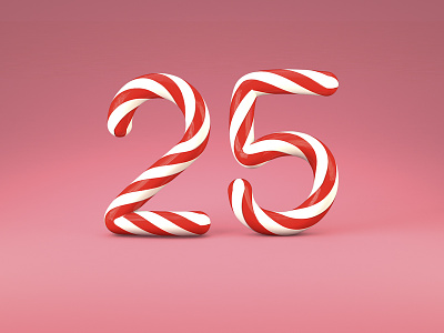 25 3d anniversary birthday candy candycane cinema4d numbers sweet