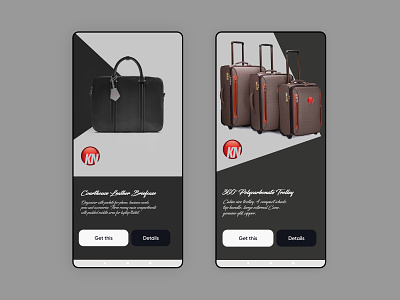 Mobile App Leather Accessories accessories art branding briefcase design graphic graphicdesign leather product design trolley ui ux
