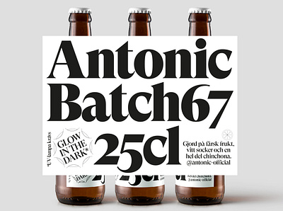 Antonic Label beer label black white black and white blackandwhite glow in the dark label labeldesign one color packaging tonic typography