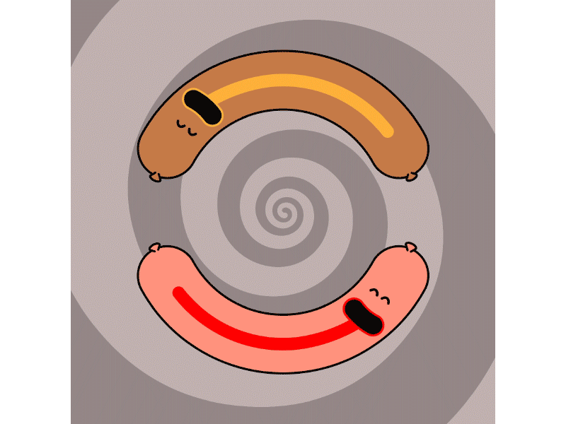 Cirkle Hot Dogs animation animation smashdown animationsmashdown hot dog hot dogs hotdog hotdogs hypnotic illustration loop motion opart psychedelic spin spinning