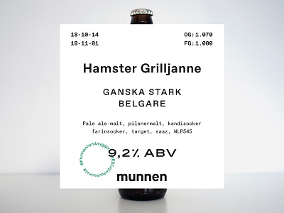Hamster Grilljanne beer beer art beer branding beer label branding craft beer label label design munnenhembryggeri typography