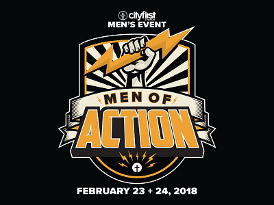 City First Church Men's Event 2018 badge church lightning logo