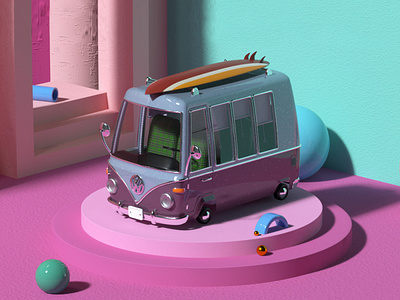 My new sweet car Volkswagen Camper Van. 3Ds MAX modelling. V-ray