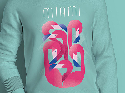 Flamingos of Miami beach birds deco flamingo miami retro south style t shirt