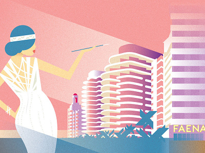 Faena art beach city deco faena girl graphic illustration miami pink poster woman