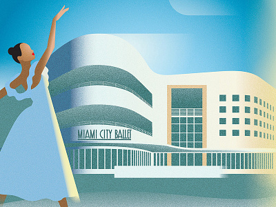 Miami City Ballet art ballerina ballet beach deco girl graphic illustration miami poster serebrennikov sergey