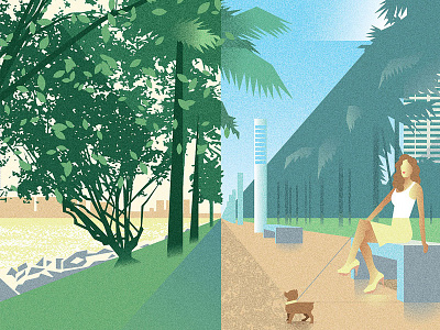 South Point Park art beach city deco girl graphic illustration miami park poster serebrennikov