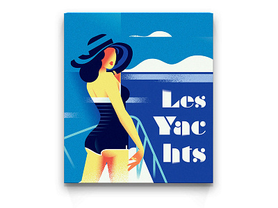 POSTER | Summertime art deco girl illustration monaco poster retro riviera vector vintage yacht