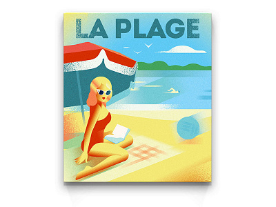 POSTER | Summertime art beach deco girl illustration monaco poster retro riviera summer vector vintage