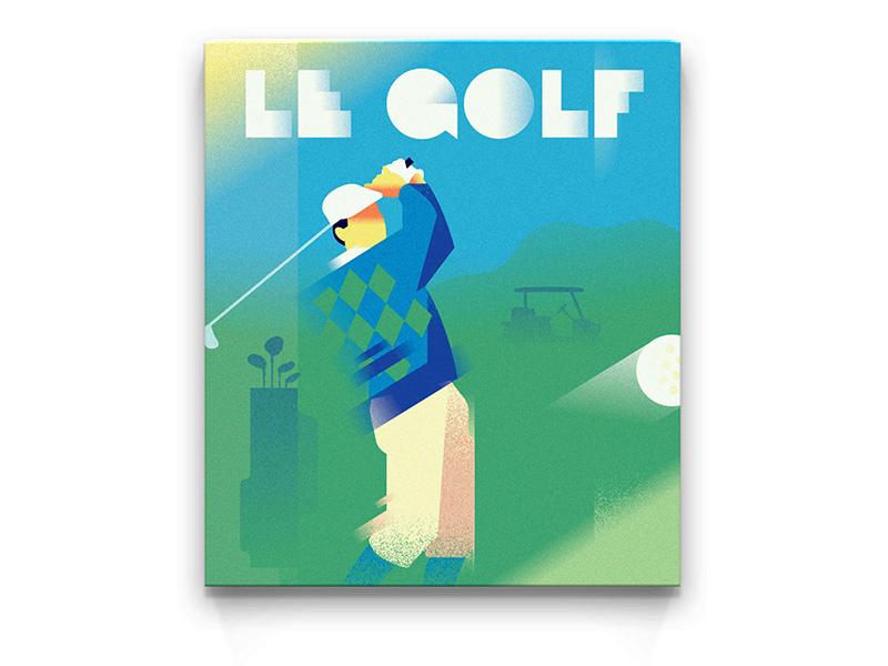 POSTER - Summertime art deco golf illustration man monaco poster retro riviera vector vintage