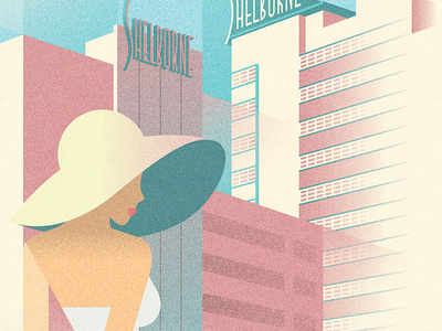 Shelborne art beach deco digital dotz3s girl graphic hotel illustration miami poster retro sergey serebrennikov shelborne style trip vacation vector vintage