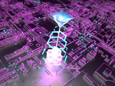 Neon Abstract 3d abstract blue displacement fun jsdisplacement maya neon purple pyramid redshift render